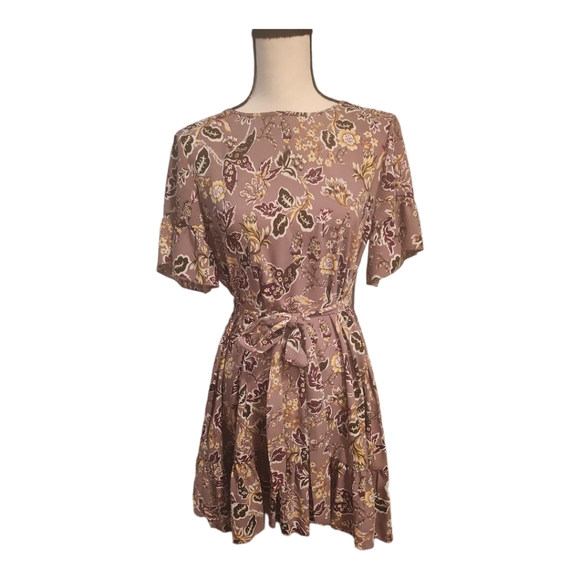 SHEIN Purple Floral A-line Ruffle Dress with Detachable Belt Size S - Picture 1 of 8